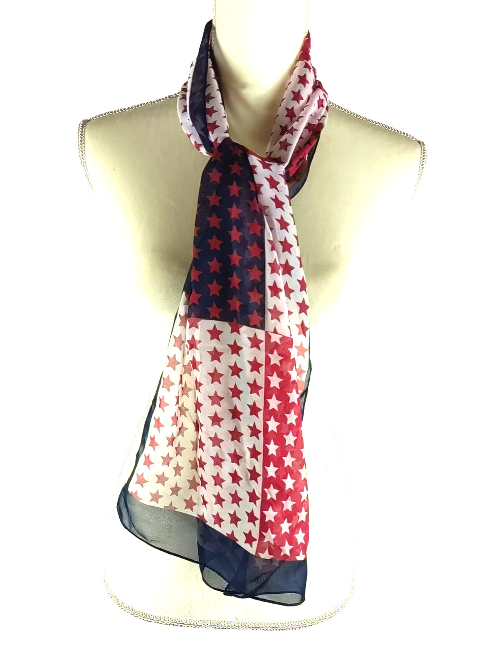 Fourth Of July 4th Women's Rectangle Scarf 12" X 56" Red White Blue Stars...